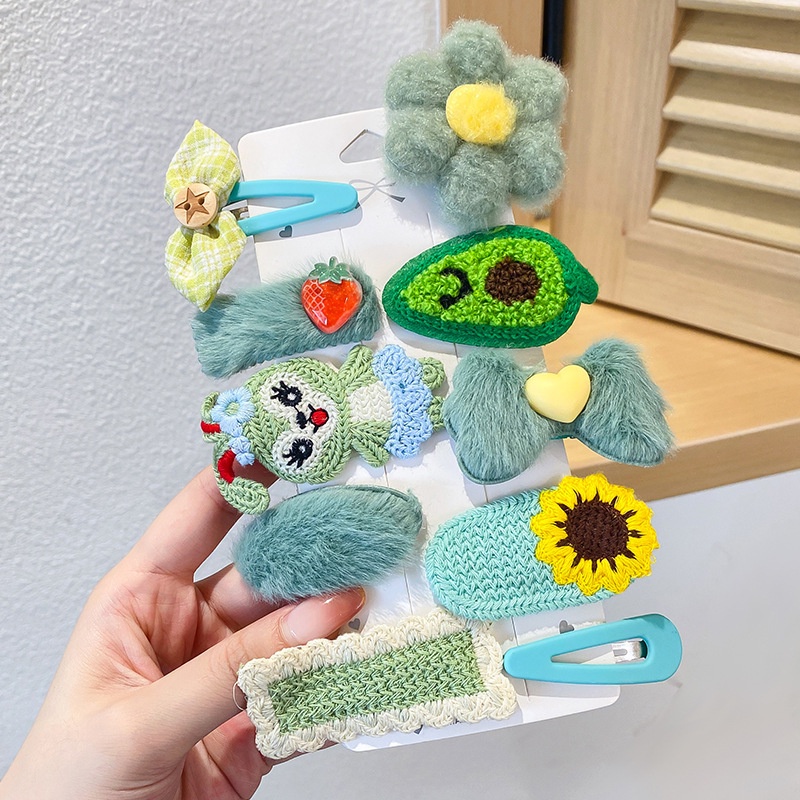 8/9/10 Kẹp Tóc Vải Lông Phong Cách Hàn Quốc Dễ Thương