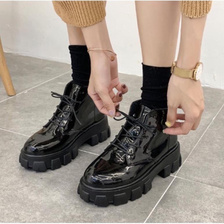 Giày Bốt Martin Gót Vuông boots phong ulzzang Cách Hàn Quốc Cho Nữ