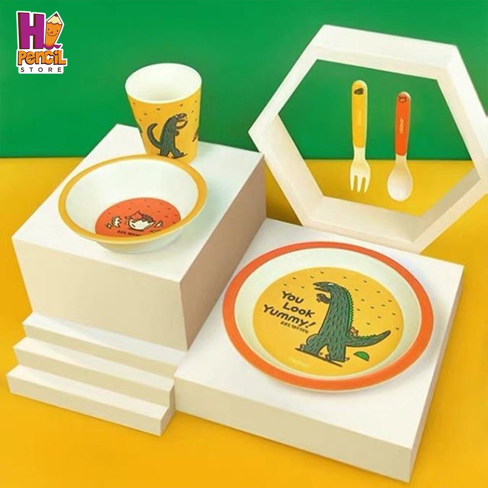 Bộ Chén Dĩa Ăn Uống Khủng Long Yummy Mideer 5 Món Cho Bé - Hi Pencil