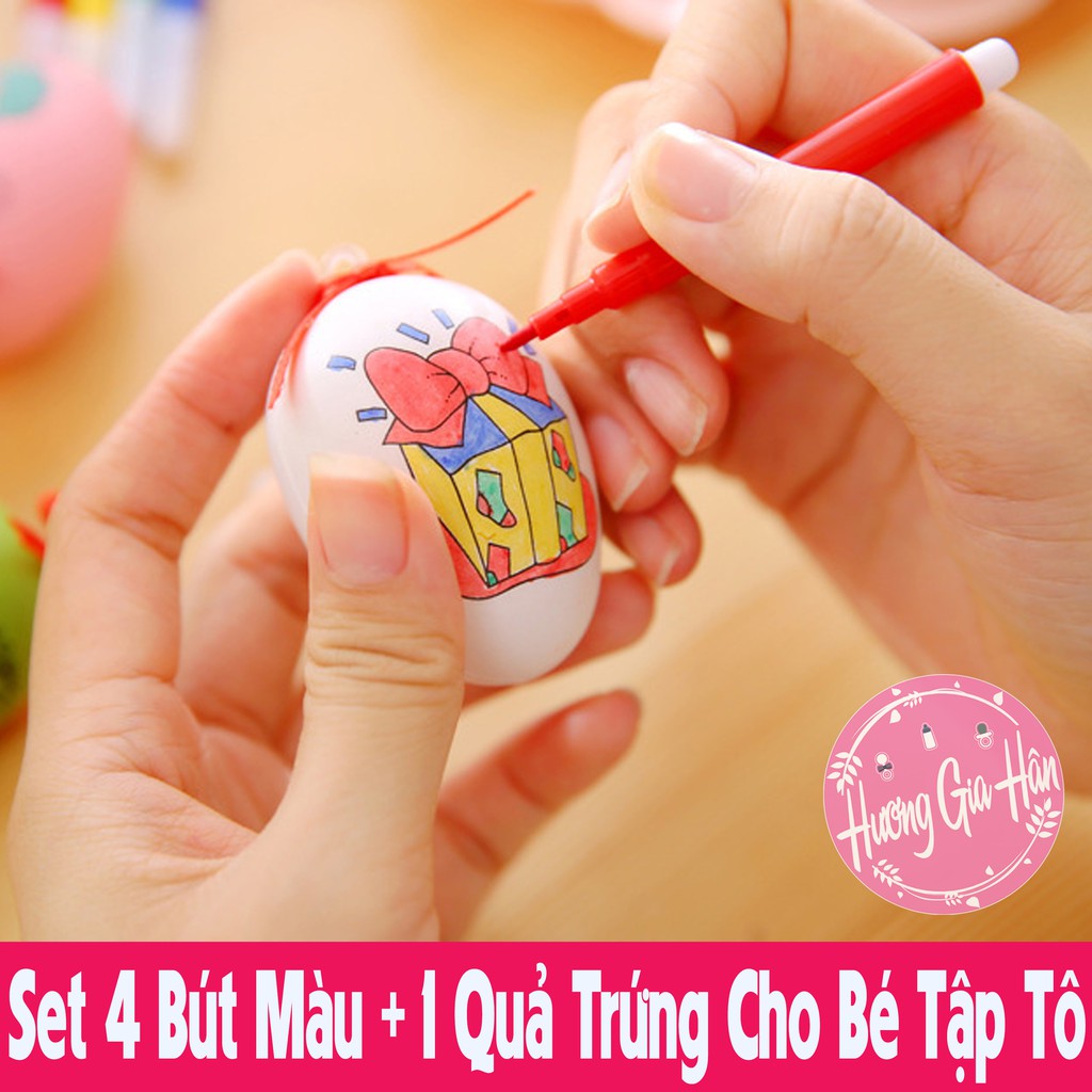 Set 4 Bút Màu Kèm 1 Quả Trứng Có Hình Giúp Bé Tập Tô Vẽ