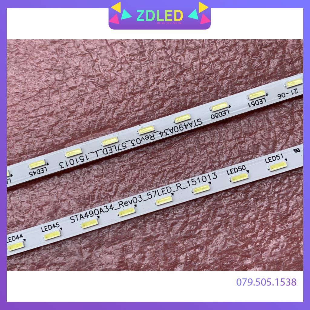 THANH LED TIVI SONY 49W750D 49WD751 HÀNG MỚI 100% BỘ 2 THANH, MỖI THANH 57 BÓNG 3V, DÀI 53,3cm STA490A34-REV03-57LED-RL-