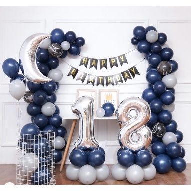 Set bóng trang trí sinh nhật màu xanh navy dành cho các chàng trai
