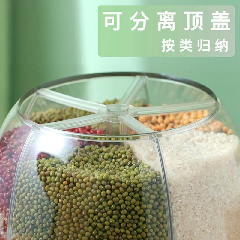 Thùng đựng gạo, ngũ cốc tai thỏ siêu xinh 5 ngăn chống ẩm mốc