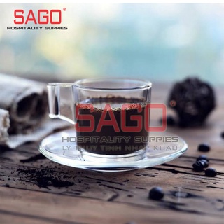 Ly Thủy Tinh Lucky Có quai Cafe Nóng Capuchino 82ml , Nhập Khẩu Thái Lan