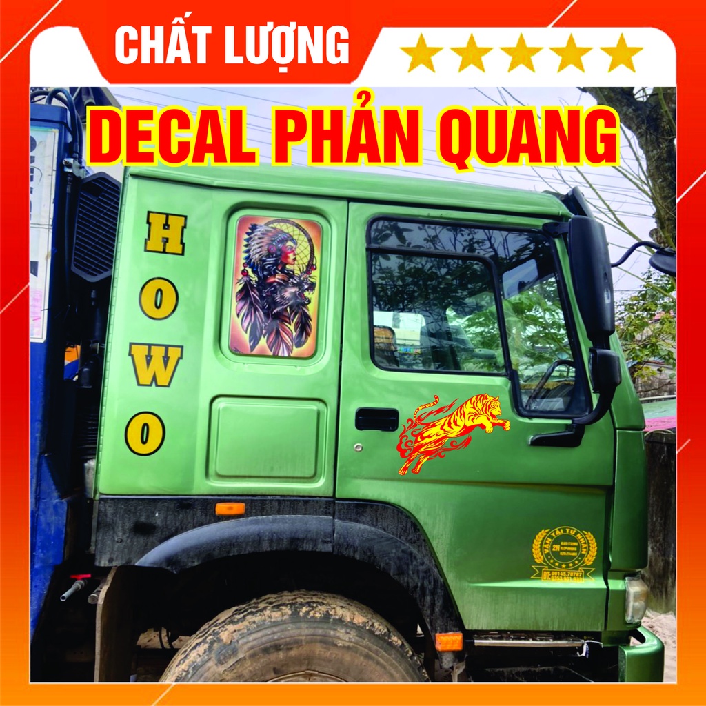 Tem Dán Xe Tải🐷𝑭𝑹𝑬𝑬𝑺𝑯𝑰𝑷🐷Hình Con Hổ Vồ🐷chất lượng howo,chenglong