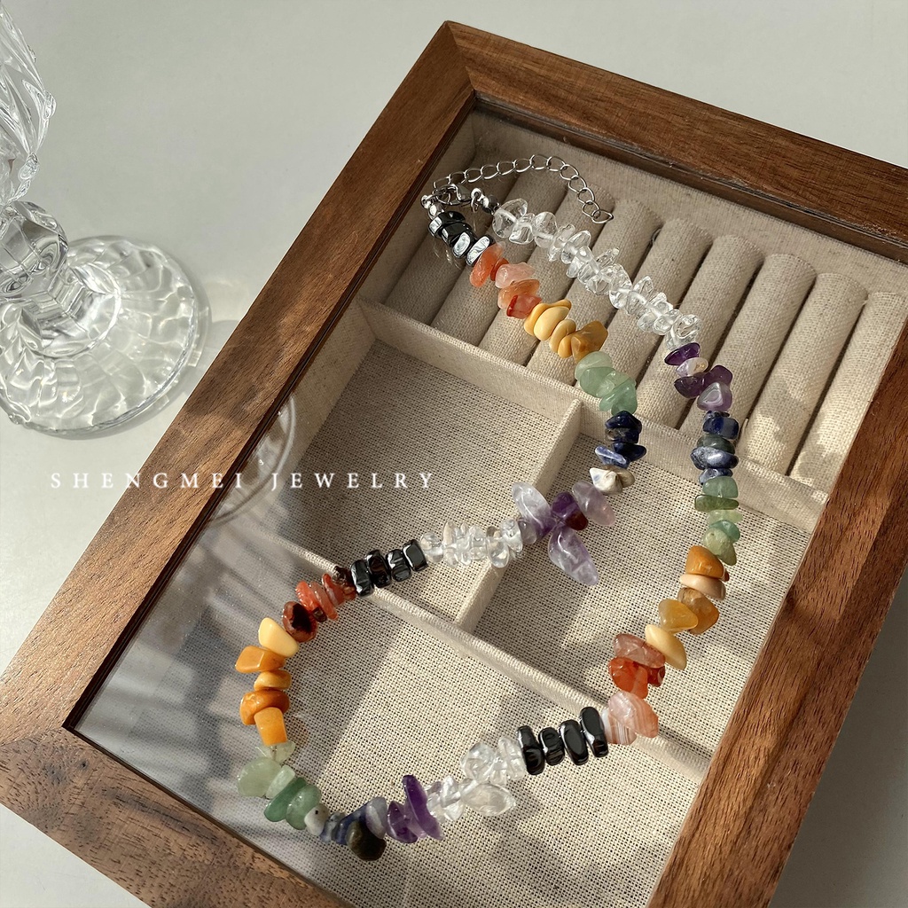 Vòng cổ Chuỗi Hạt Đá Tự Nhiên Màu Sắc Thời Trang