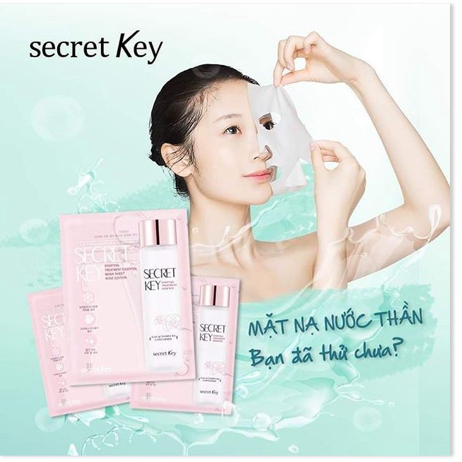 [Mã giảm giá] Mặt nạ "nước thần" dưỡng ẩm làm sáng da Secret Key Starting Treatment Essential Mask Sheet - Rose Edition