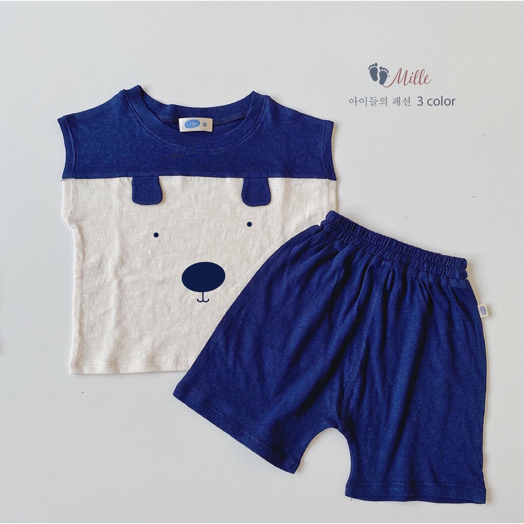 [SIÊU ĐÁNG YÊU] Bộ cotton thun co giãn sát nách bé trai (Form 7-18kg)