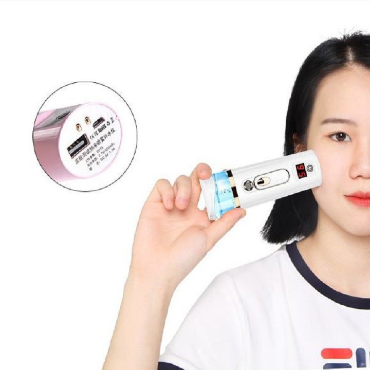 {Hot New} Máy Xịt Khoáng Xông Mặt Nano Mini Đo Độ Ẩm Da 2019