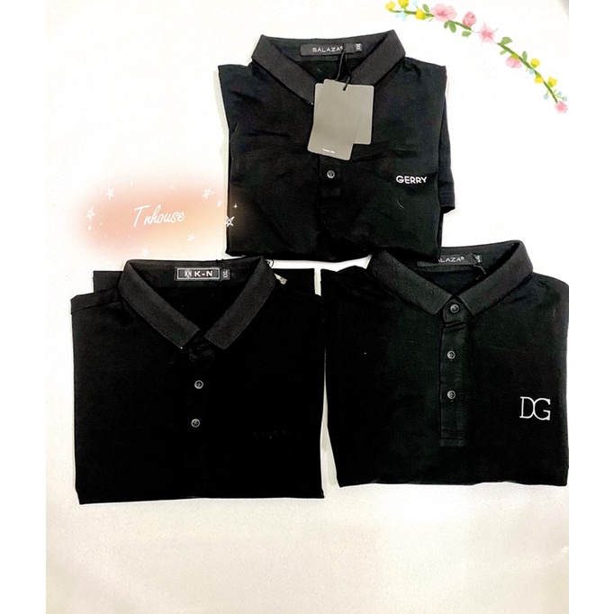 3 mẫu áo có cổ màu đen chất thun xịn xò thêu logo đơn giản