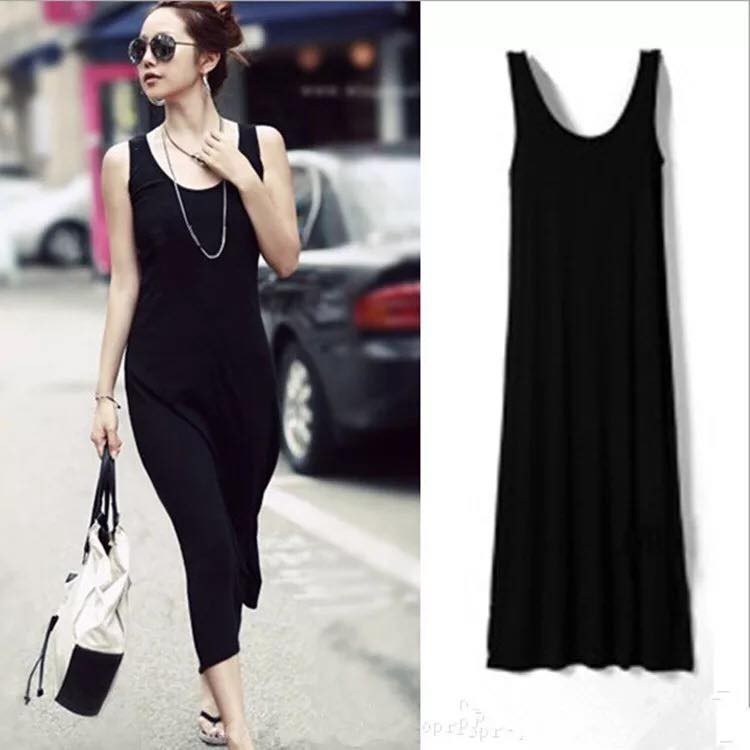 Váy maxi - Đầm maxi basic đen, chất liệu cotton siêu xinh