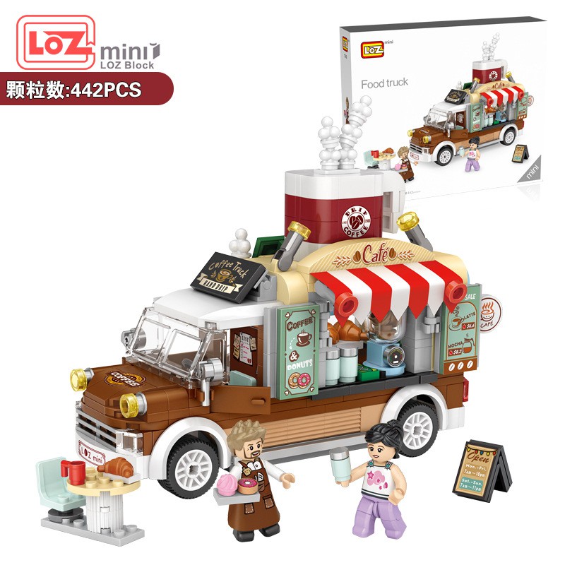 Bộ Đồ Chơi Lắp Ráp Mô Hình Xe Tải Bán Pizza/Cà Phê Mini LOZ 1739 1740 Tùy Chọnlego minecraft