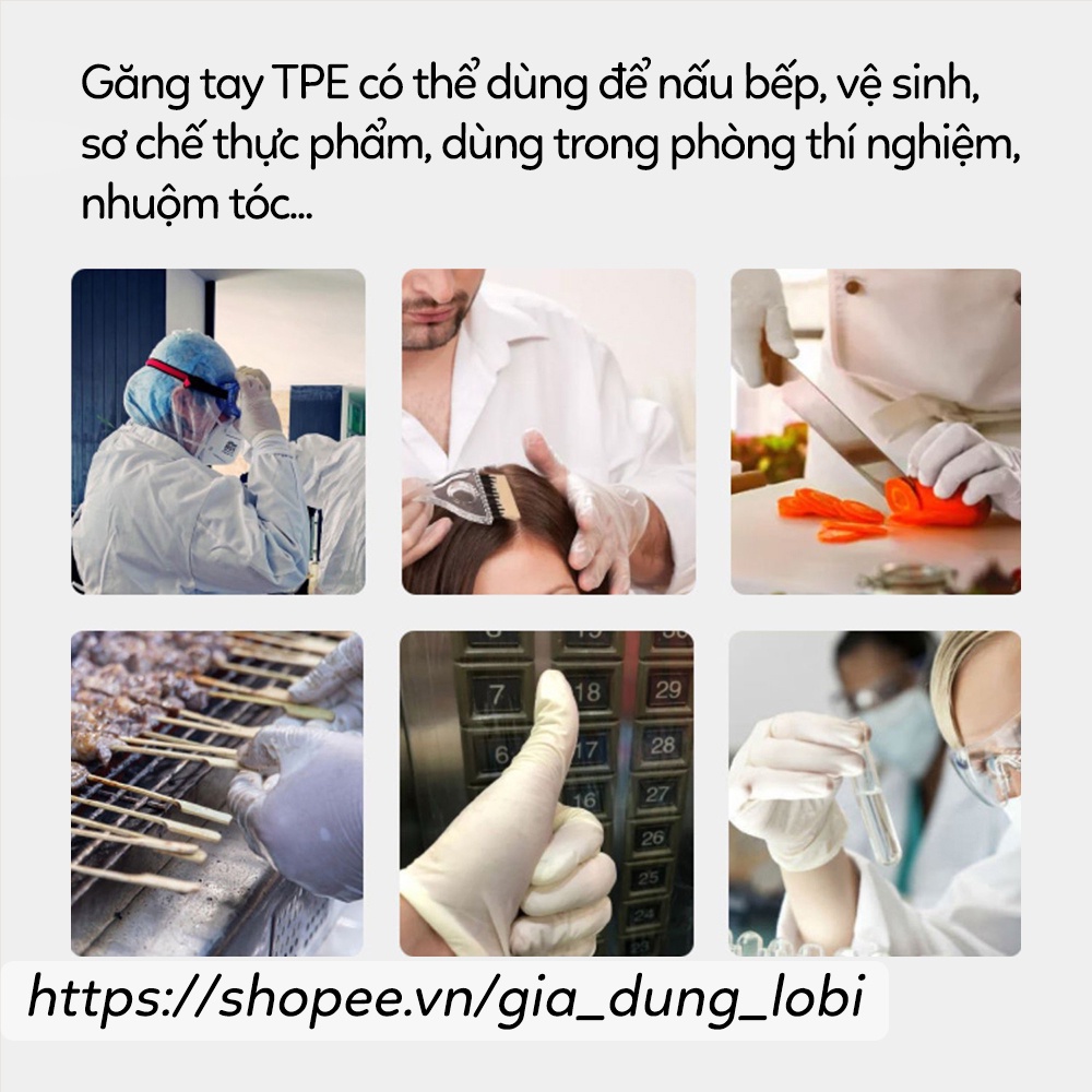 Hộp 100 găng tay Victoria Bay chất liệu TPE chính hãng siêu dai găng tay cao su rửa bát làm bếp vệ sinh không bột