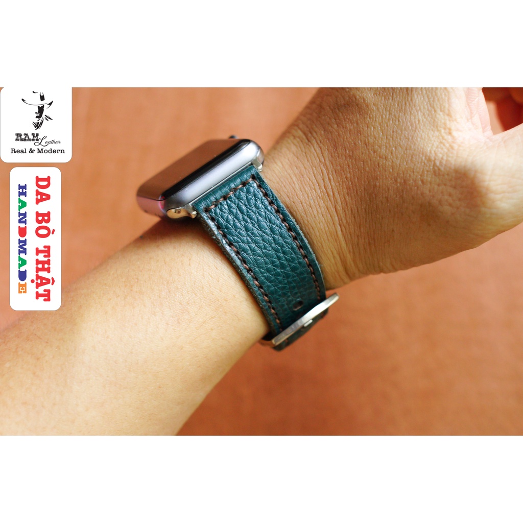 Dây Đồng Hồ Da Thật RAM Leather 1984 (Bản 2022) Da Bò Thật Mill Hạt Xanh Rêu Bền Đẹp