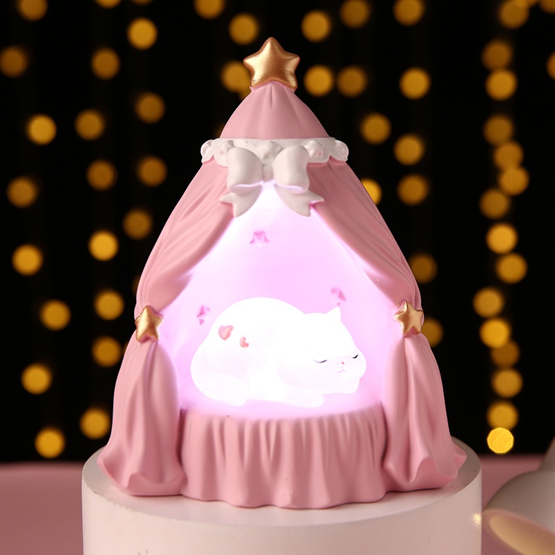 Mèo Kitty Đang Ngủ Bằng Nhựa Resin Dễ Thương Dùng Trang Trí