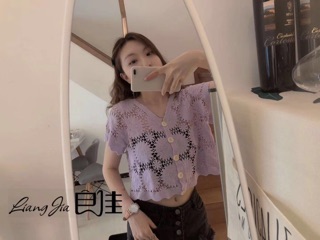 Áo len hoa cúc croptop xinh iu