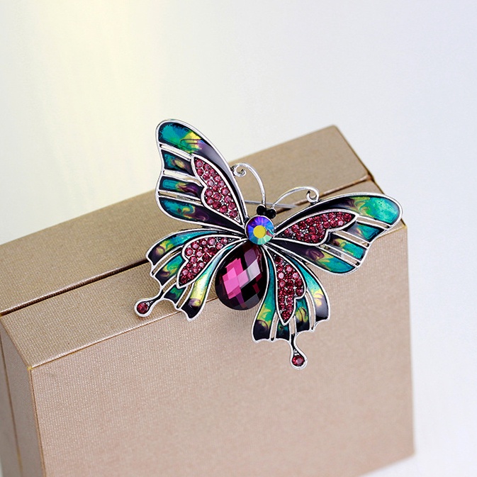Ghim Cài Áo Hình Bướm Đính Đá Và Ngọc Trai Nhân Tạo Thời Trang Cho Nữ
