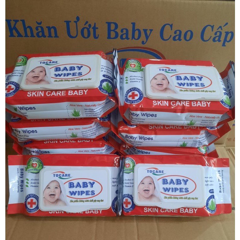 Chuyên sỉ 1 thùng 50 gói khăn ướt cao cấp baby wipes 80 gram an toàn cho da khăn ướt không mùi cho bé