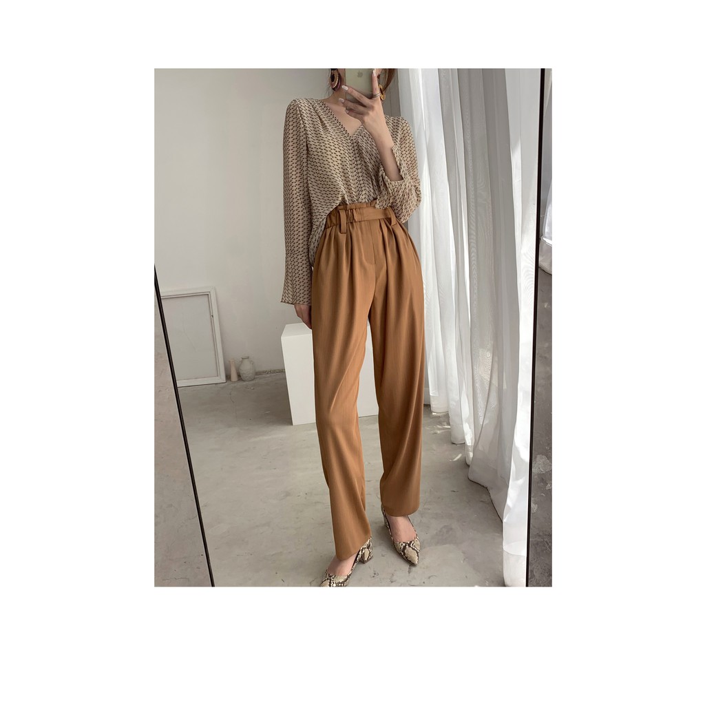 SUXI Áo chiffon nữ dài tay phong cách Hàn Quốc