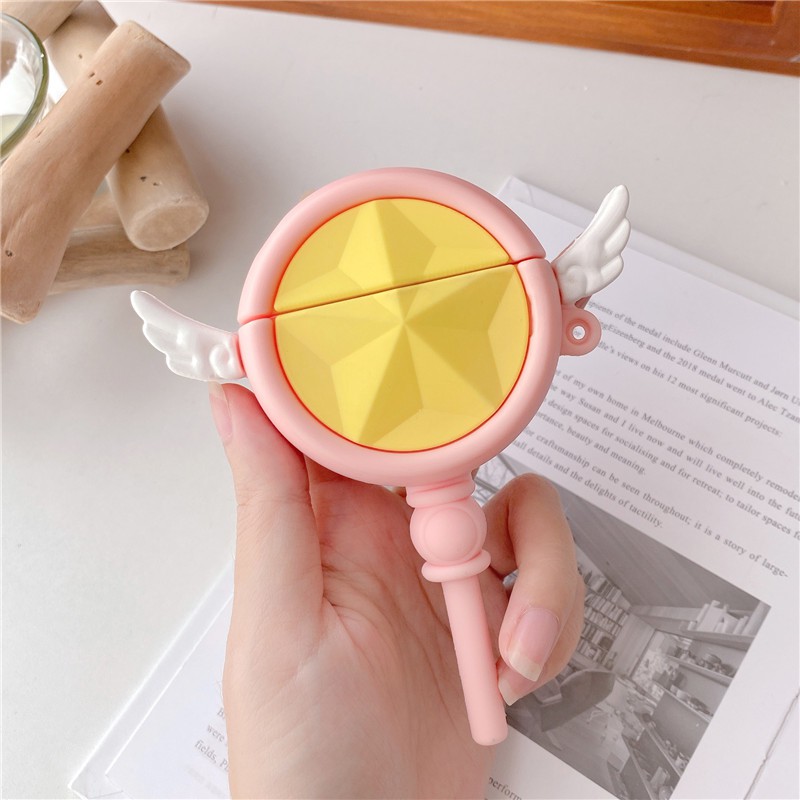 Vỏ bảo vệ hộp sạc tai nghe silicon mềm hình gậy phép cho AirPods Pro Airpods 1/2