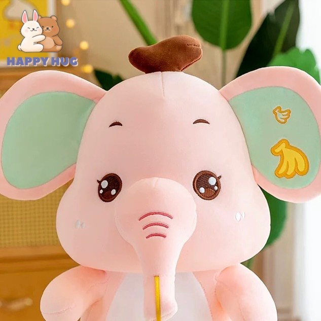 Gấu Bông Voi đeo trái chuối siêu dễ thương, vỏ nhung mịn nhồi gòn cao cấp - Happy Hug