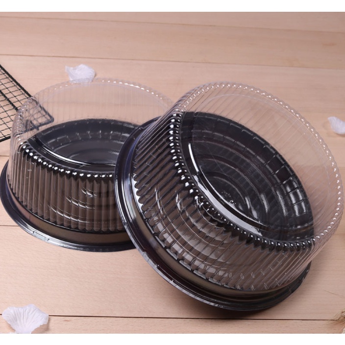 10 Hộp nhựa tròn đựng bánh Bông Lan (A024) - Đế Nâu