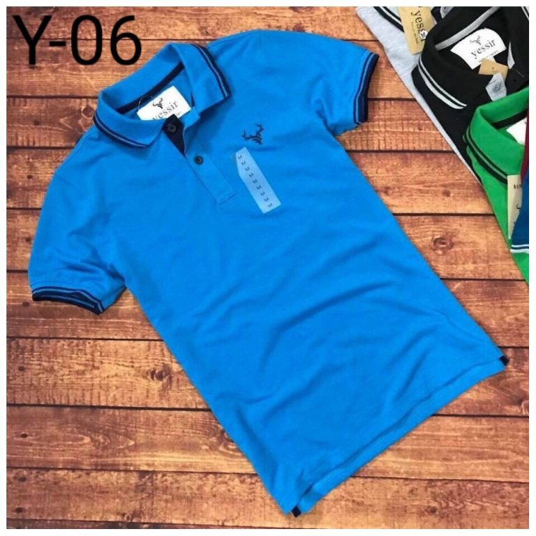 Áo thun polo nam phối cổ thêu logo YESSIR