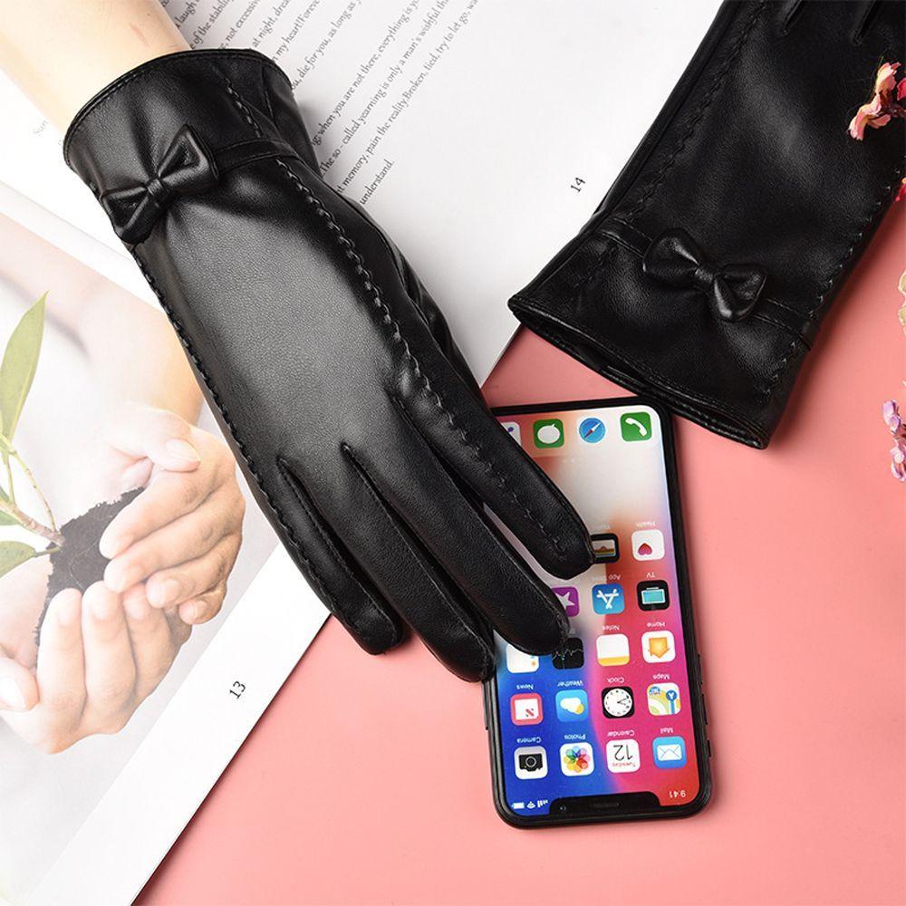 IVORY Găng Tay Da Pu Hở Ngón Chống Thấm Nước Unisex