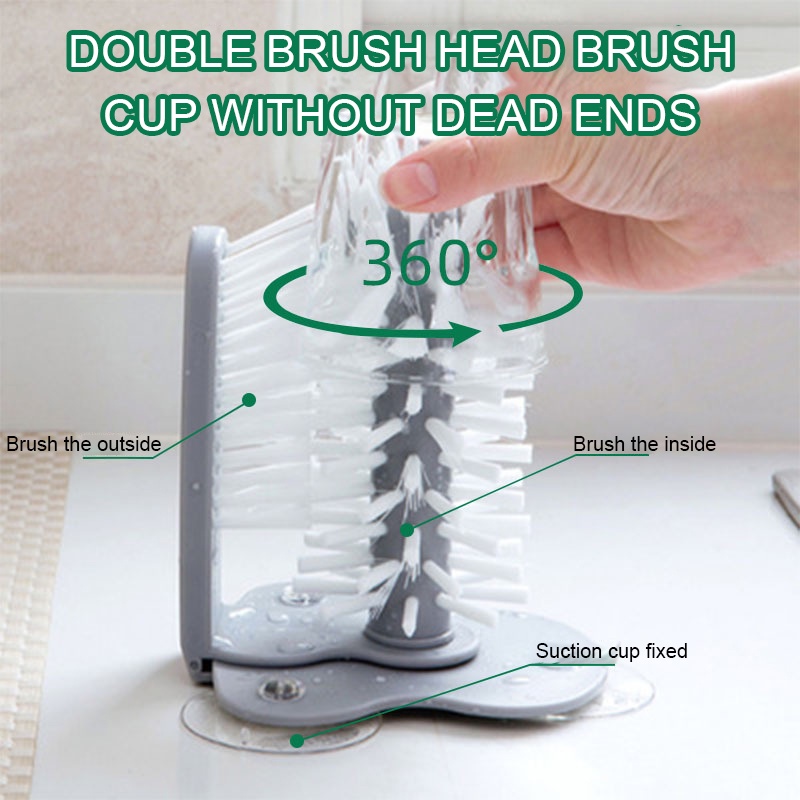 360° Cọ Vệ Sinh Ly Cốc Thủy Tinh 2 Trong 1 Tiện Lợi Dành Cho Nhà Bếp
