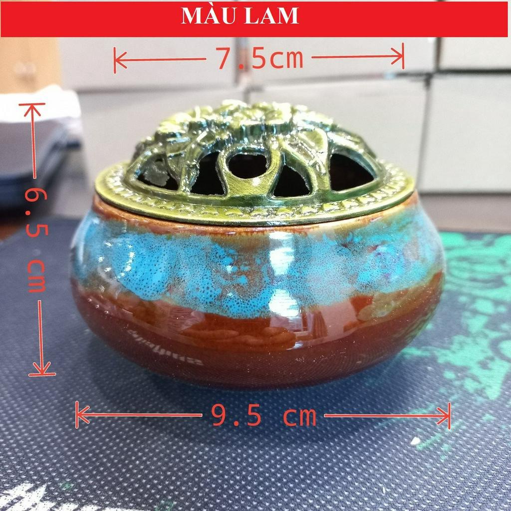 Lư xông trầm bằng gốm cỡ lớn Đk 9.5cm x cao 6.5cm x miệng 7.5cm, Lư đốt trầm nhiều mẫu mã- Lưu ý sử dụng Freeship max