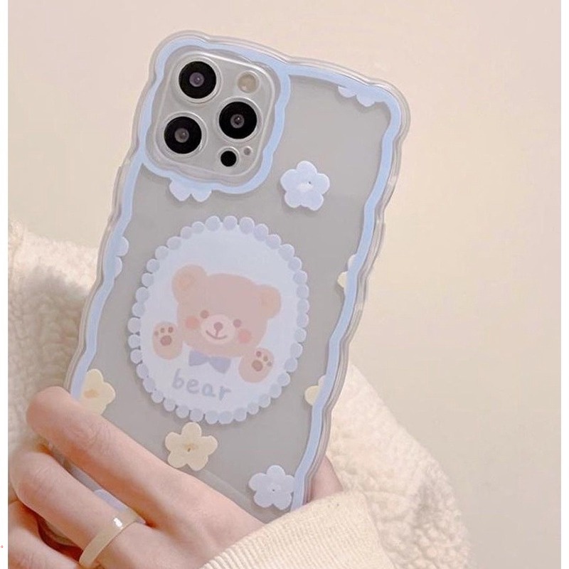 Ốp Điện Thoại Trong Suốt Họa Tiết Hoa / Gấu Hoạt Hình Dễ Thương Cho IPhone 13 11 12 Pro Max XR Xs Max 6 7 8 Plus
