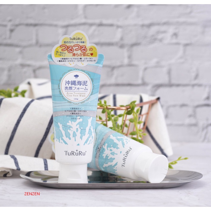 SỮA RỬA MẶT BÙN KHOÁNG, ThẢO MỘC NHẬT BẢN SẠCH MỤN ACNE TREATMENT CLAY FACE WASH – TURURU 120G SỮA RỬA MẶT CHÍNH HÃNG