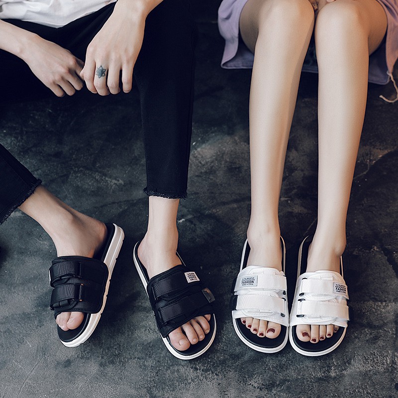 Dép quai ngang,Dép quai ngang nam nữ unisex inviti Fashion quai dán hàn quốc mới, đơn giản là phong cách