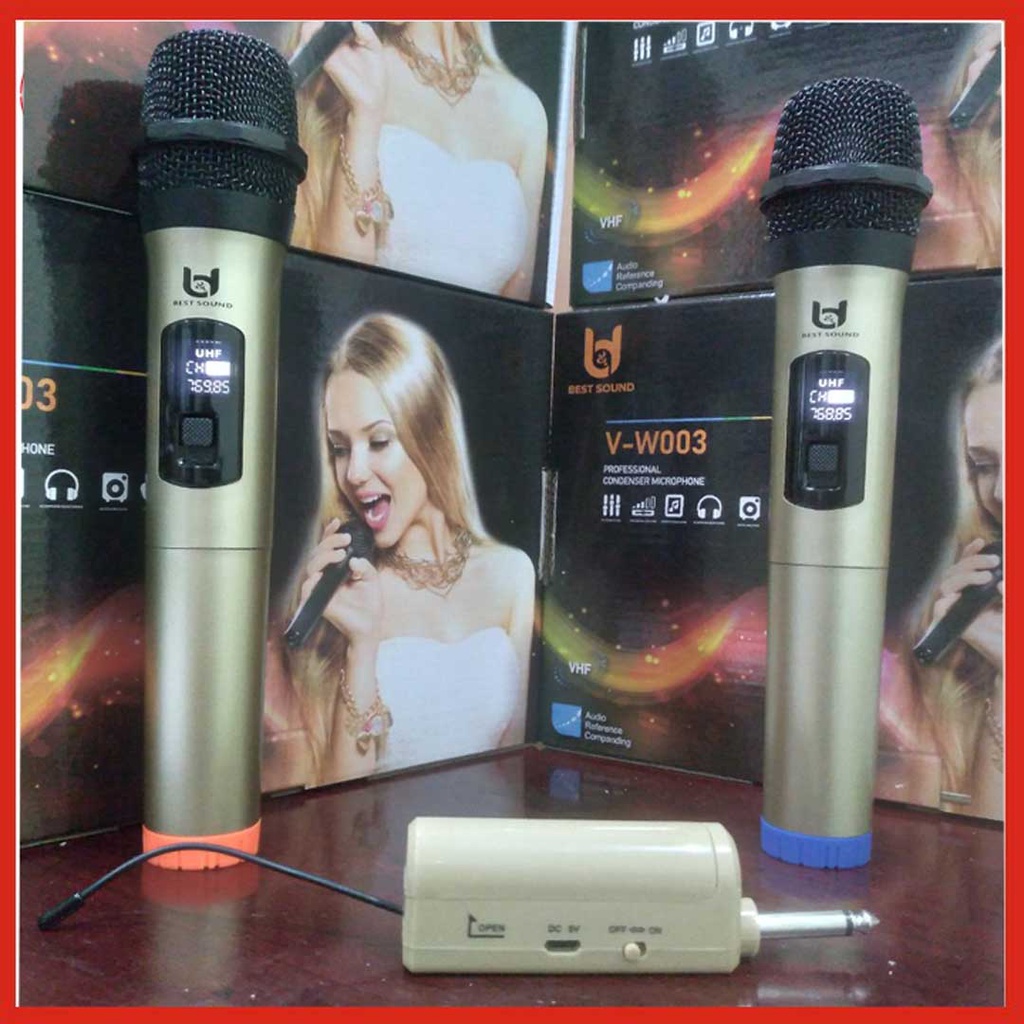 Micro Không dây karaoke cao cấp K8 micro w003 micro e6s chính hãng, chuyên dùng cho Amply, loa kéo - bảo hành 12 tháng