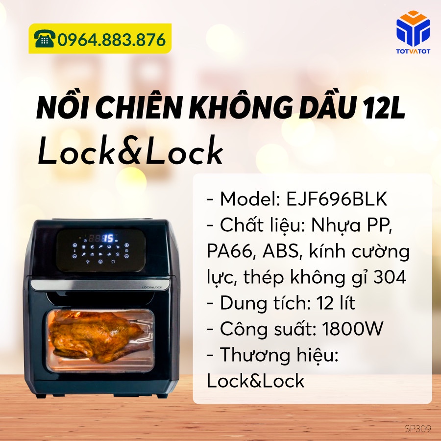 Nồi chiên không dầu Lock&Lock 12 lít  bảo hành 12 tháng SHIP HỎA TỐC