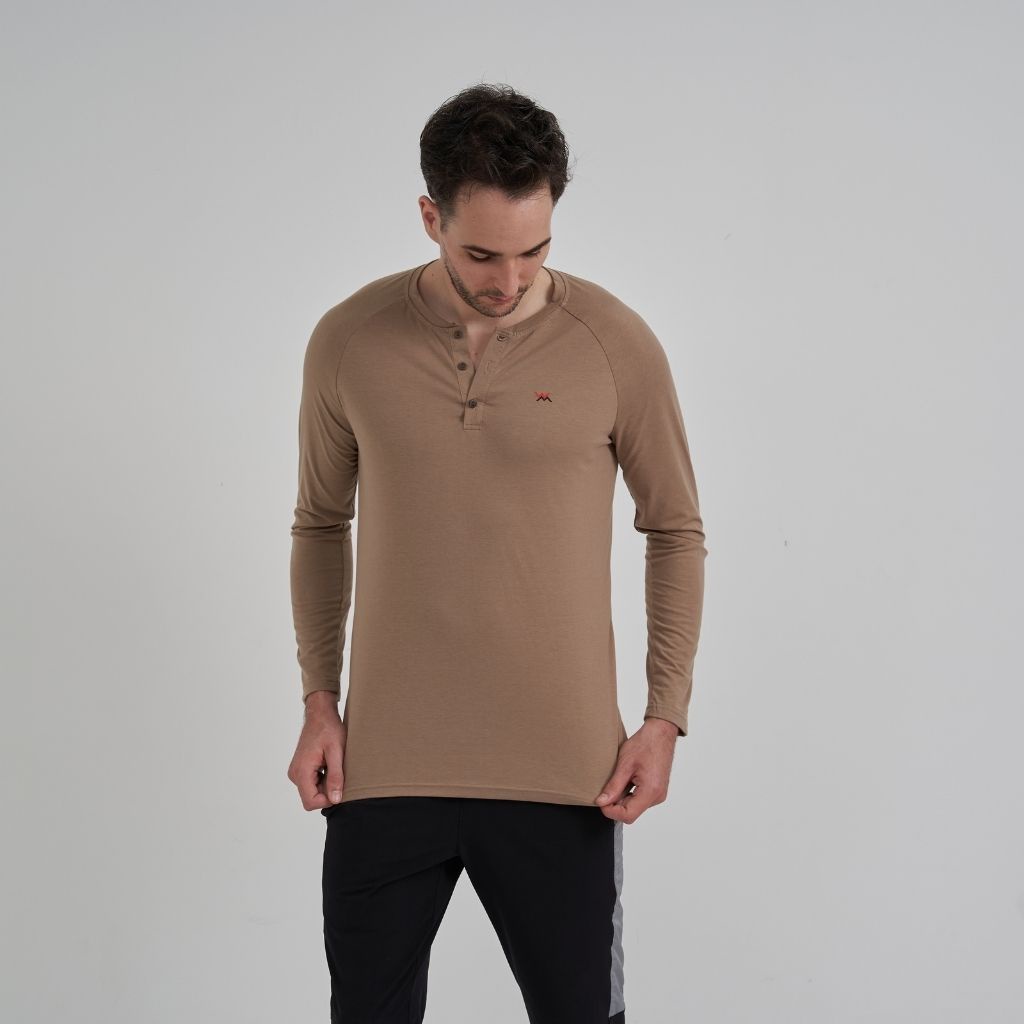 Áo thun nam dài tay chất liệu mềm mại co giãn hàng áo henley chính hãng | BigBuy360 - bigbuy360.vn