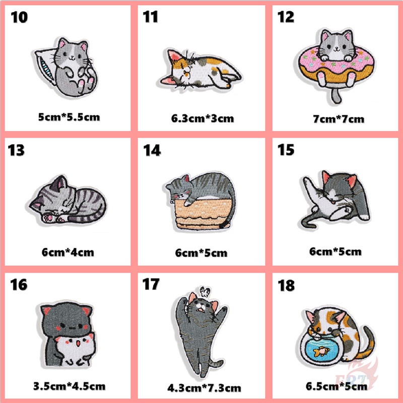 ♚ Miếng Dán Ủi Hình Mèo Lười Biếng Ăn Món Tráng Miệng / Ngủ / Play ♚ 1 Miếng Dán Ủi Lên Quần Áo