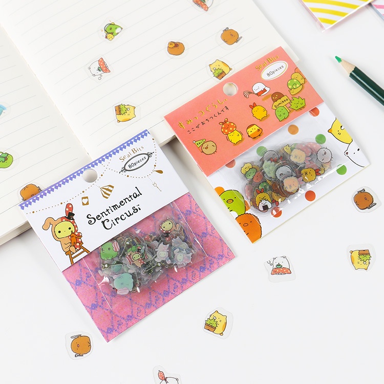 Bộ 80 miếng dán trang trí túi xách bằng PVC hình hoạt hình Nhật Bản