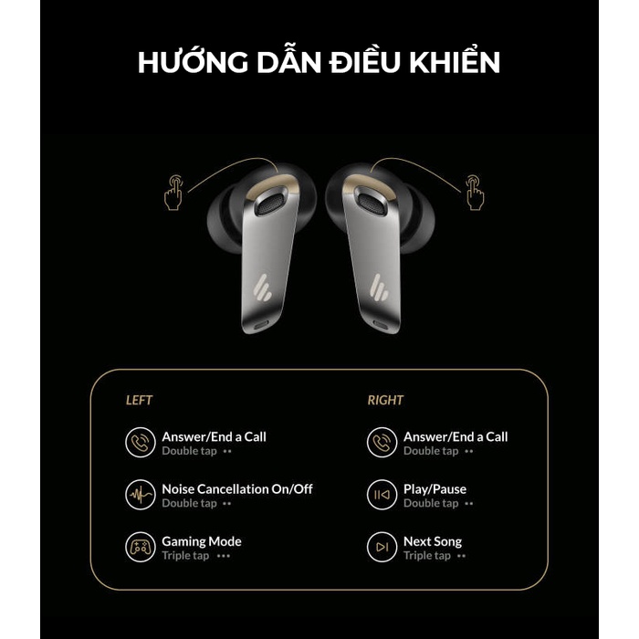Tai nghe bluetooth EDIFIER NEOBUDS |Thời lượng pin 24 giờ | HIRES Audio Wireless Chống ồn chủ động 6 micro đàm thoại