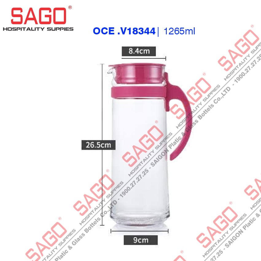 Bình Nước Thủy Tinh Ocean Patio Pitcher 1265ml | Tùy Chọn Màu , Nhập Khẩu Thái Lan