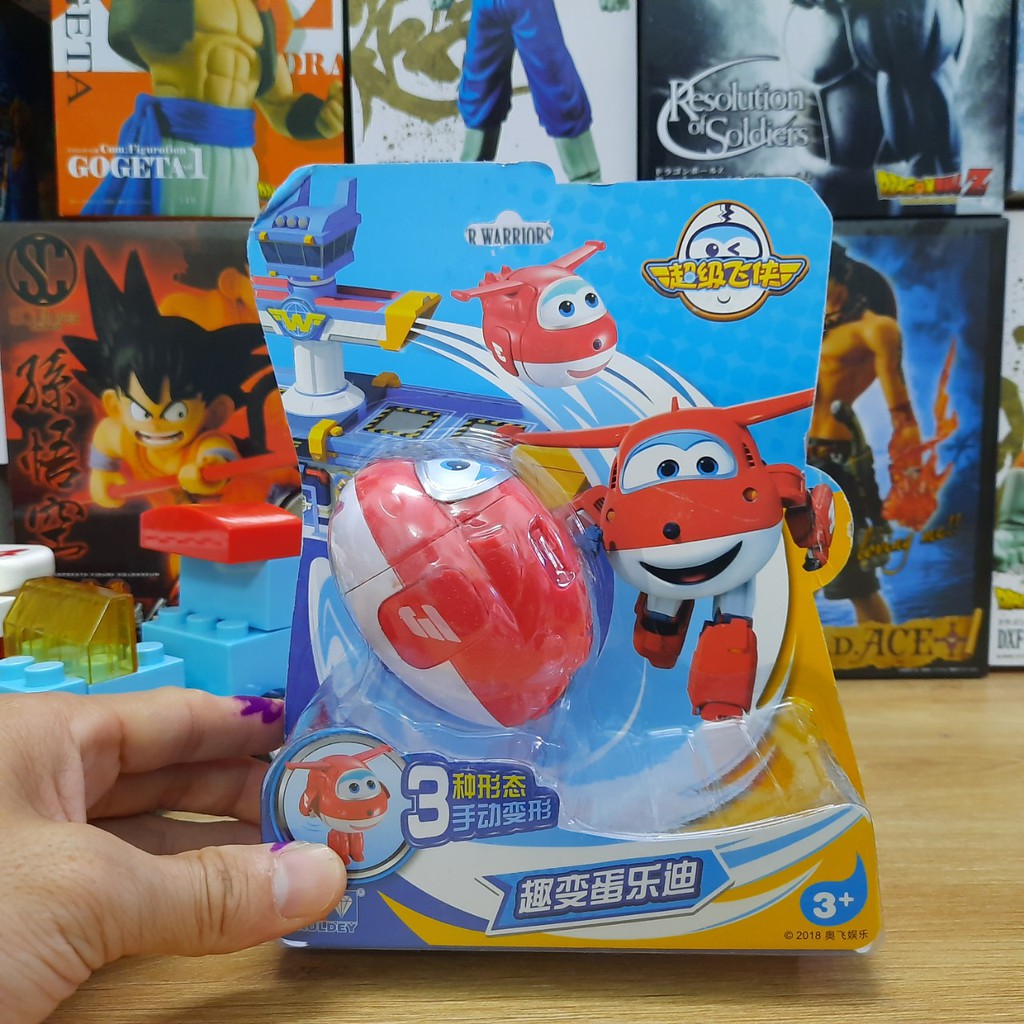 Đồ chơi super wings trứng biến hình Robot đội bay siêu đẳng nhân vật Jett tia chớp, Todd, Chase, Albert,Bello