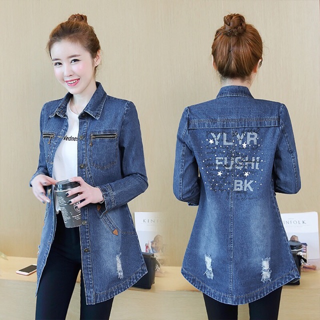 Áo jean nữ cao cấp thiết kế dáng dài tôn dáng phong cách NP178