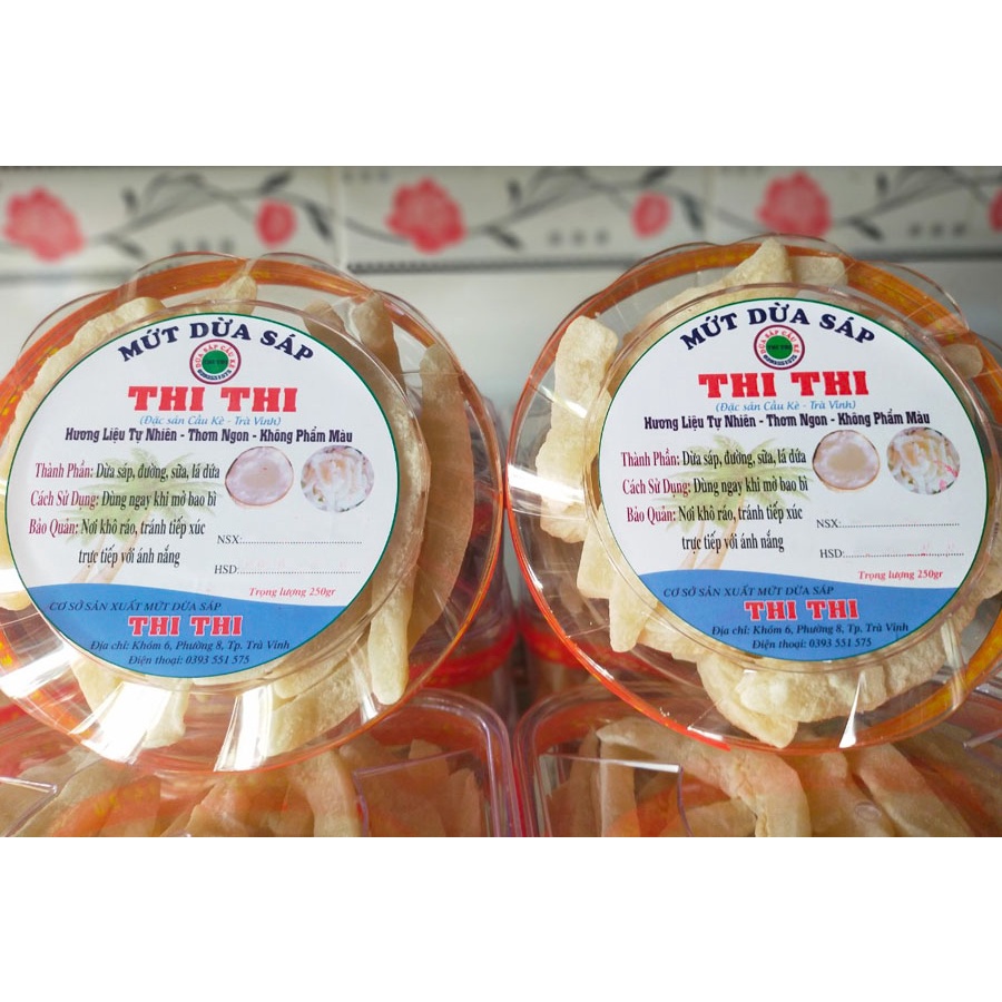 250gr Mứt dừa Sáp Loại 1 Vị Lá Cẩm
