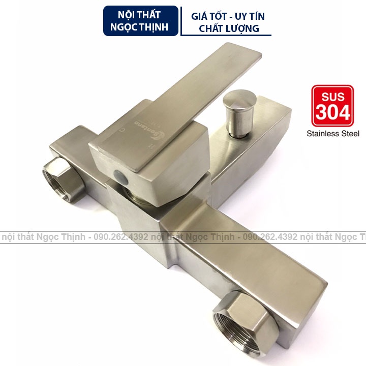 Củ sen tắm kiểu VUÔNG nóng lạnh inox 304 SENTANO kèm cặp chân Z nối tường