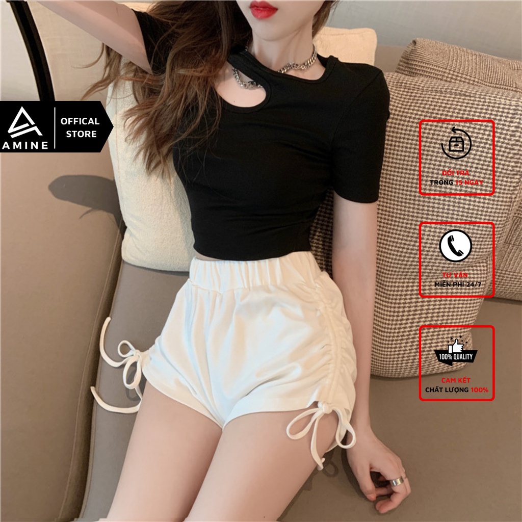 Quần đùi nữ, Quần thun ngắn nữ mặc nhà rút dây phong cách Hàn Quốc Q01 | BigBuy360 - bigbuy360.vn
