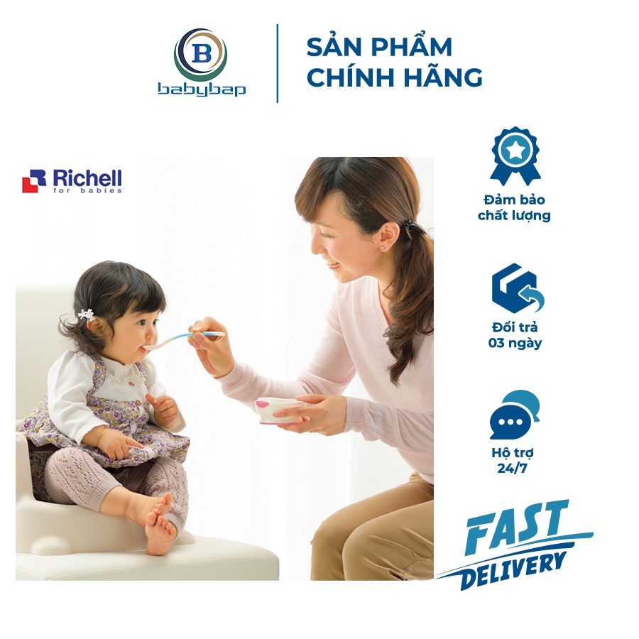 Bộ Muỗng Mềm Và Muỗng Nhựa Richell Thiết Kế Tay Cầm Uốn Cong Chống Trơn