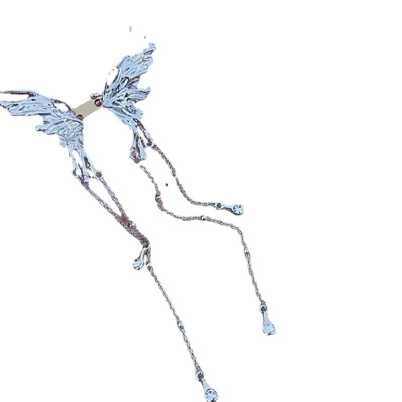 Bông Tai Kim Loại Dáng Dài Hình Bướm Thời Trang hip hop Đơn Giản Dành Cho Nữ