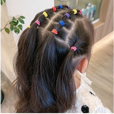 Hộp 300 Dây buộc tóc, chun buộc tóc, cột tóc màu trơn, siêu dễ thương mua càng nhiều càng rẻ