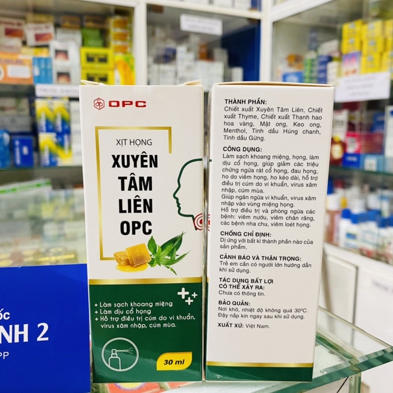 ✅ [Chính Hãng] XỊT HỌNG Xuyên Tâm Liên OPC( chai 30ml) làm sạch khoang miệng , dịu cổ họng,giúp ngăn ngừa vi khuẩn