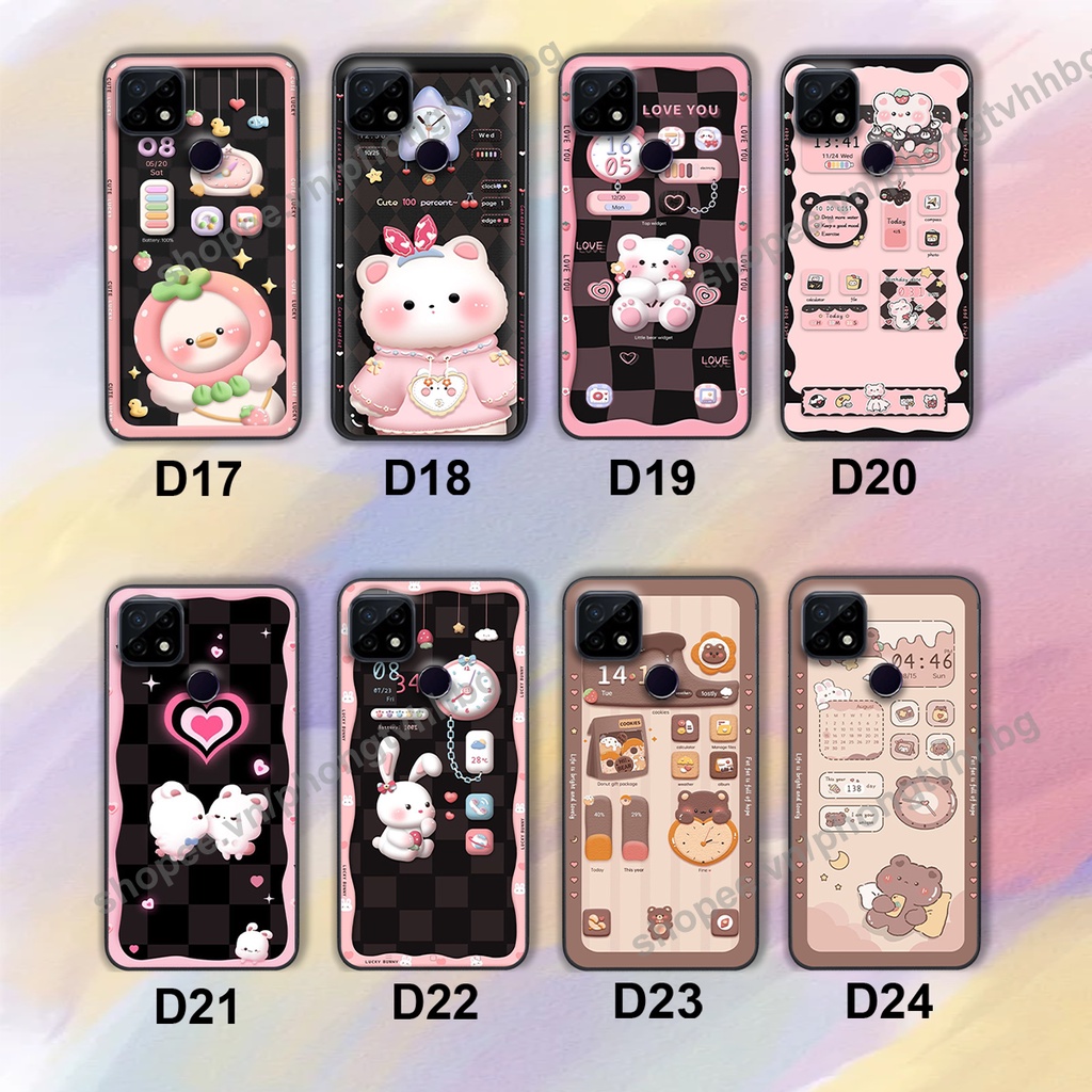 Ốp lưng Realme C20 / Realme C21Y / Realme C25 / Realme C25S gấu,thỏ trắng , đồng hồ dễ thương cute cực đẹp